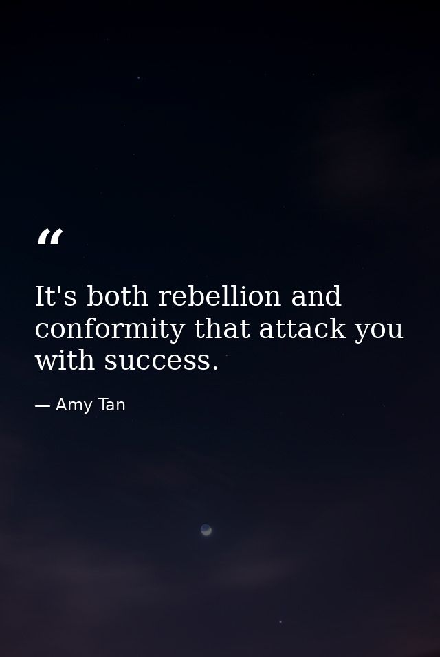 It's both rebellion and conformity that attack you with success. — Amy Tan