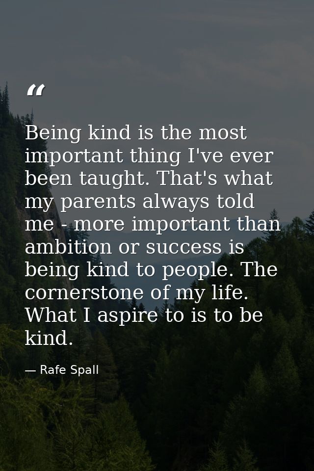 Being kind is the most important thing I've ever been taught. That's what my parents always told me - more important tha — Rafe Spall