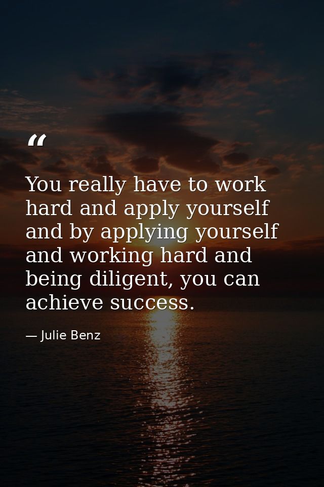 You really have to work hard and apply yourself and by applying yourself and working hard and being diligent, you can ac — Julie Benz