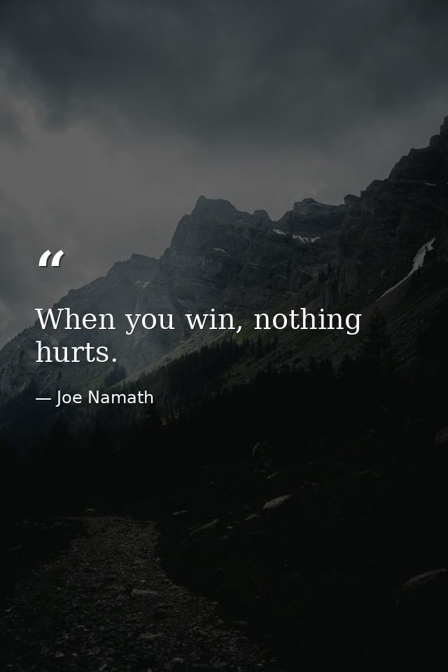 When you win, nothing hurts. — Joe Namath