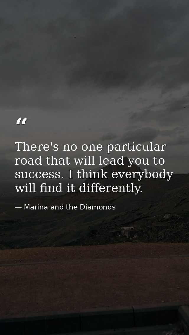 There's no one particular road that will lead you to success. I think everybody will find it differently. — Marina and the Diamonds