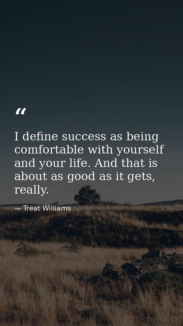 I define success as being comfortable with yourself and your life. And that is about as good as it gets, really. — Treat Williams