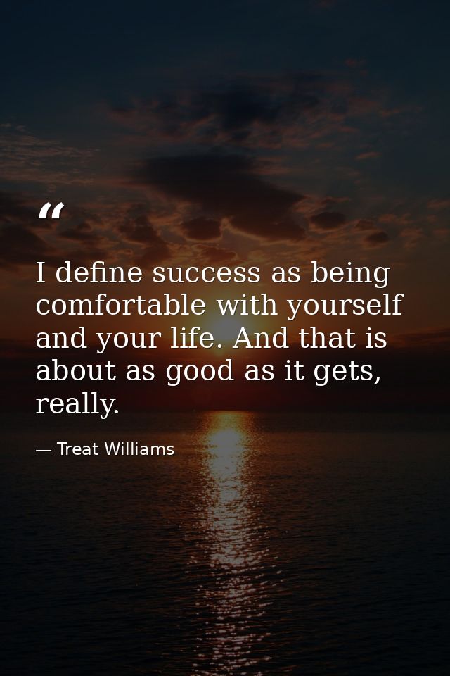 I define success as being comfortable with yourself and your life. And that is about as good as it gets, really. — Treat Williams