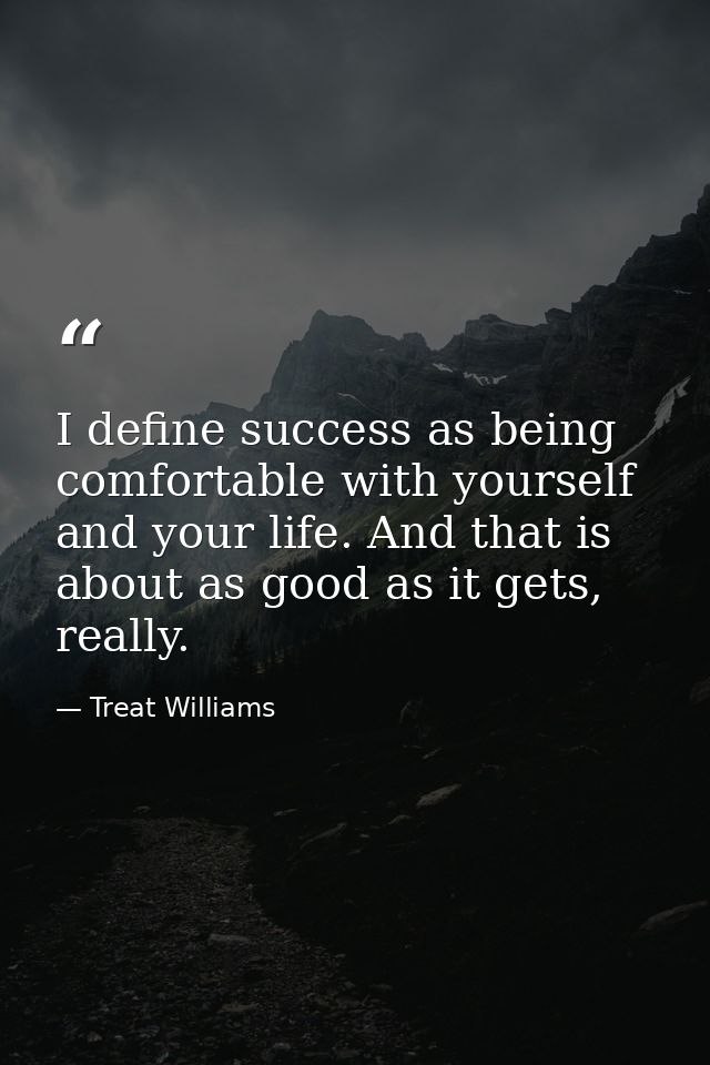 I define success as being comfortable with yourself and your life. And that is about as good as it gets, really. — Treat Williams