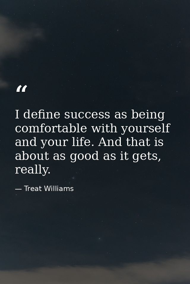 I define success as being comfortable with yourself and your life. And that is about as good as it gets, really. — Treat Williams