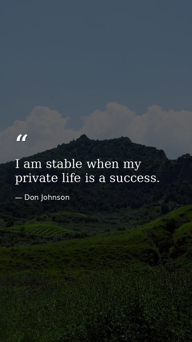 I am stable when my private life is a success. — Don Johnson