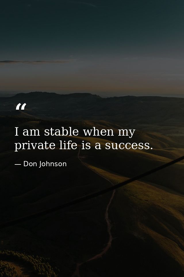 I am stable when my private life is a success. — Don Johnson