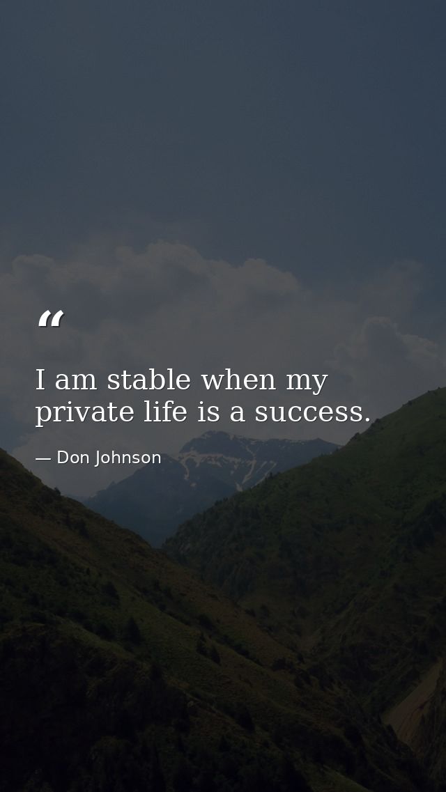 I am stable when my private life is a success. — Don Johnson