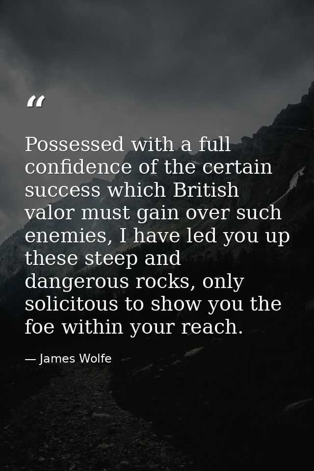 Possessed with a full confidence of the certain success which British valor must gain over such enemies, I have led you  — James Wolfe
