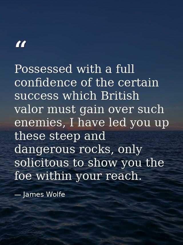 Possessed with a full confidence of the certain success which British valor must gain over such enemies, I have led you  — James Wolfe