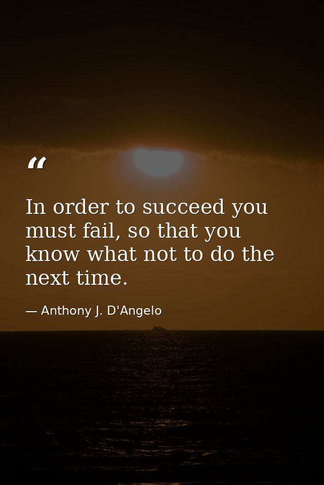 In order to succeed you must fail, so that you know what not to do the next time. — Anthony J. D'Angelo