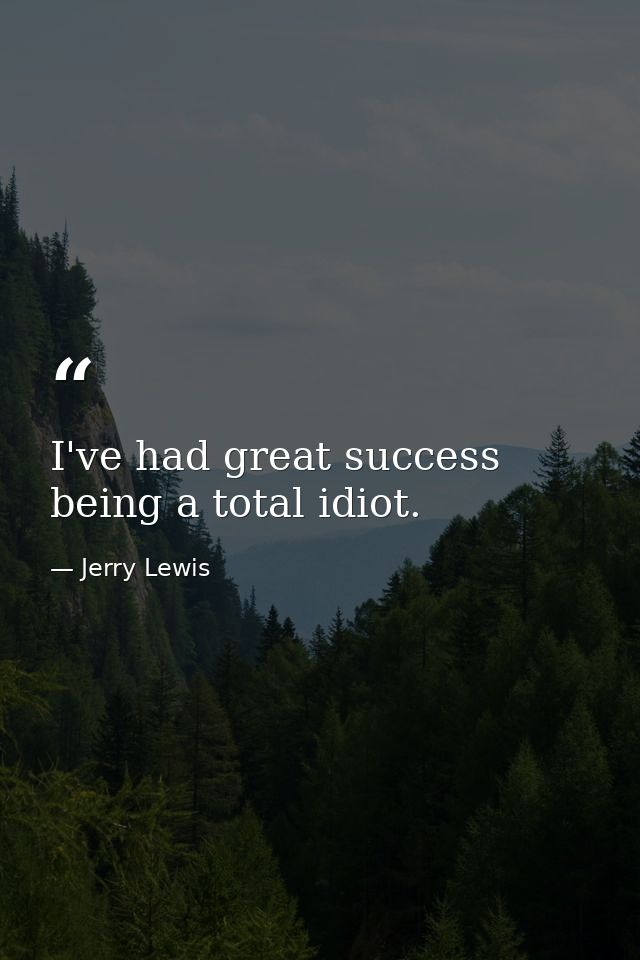 I've had great success being a total idiot. — Jerry Lewis