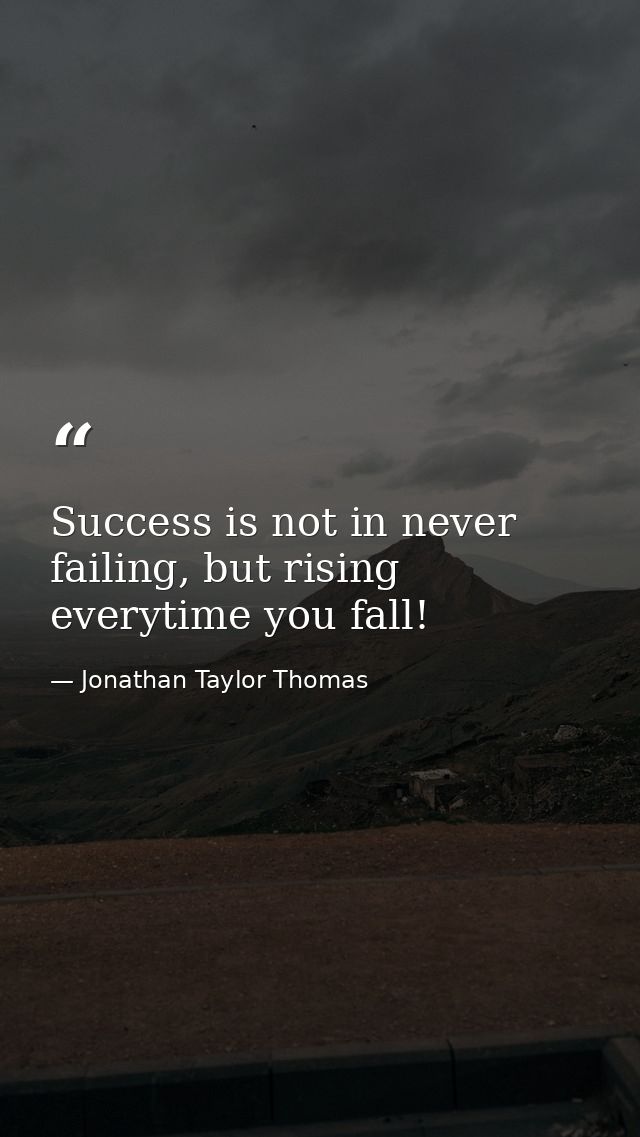 Success is not in never failing, but rising everytime you fall! — Jonathan Taylor Thomas