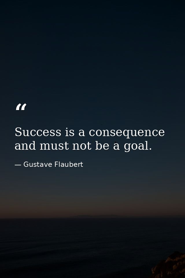Success is a consequence and must not be a goal. — Gustave Flaubert
