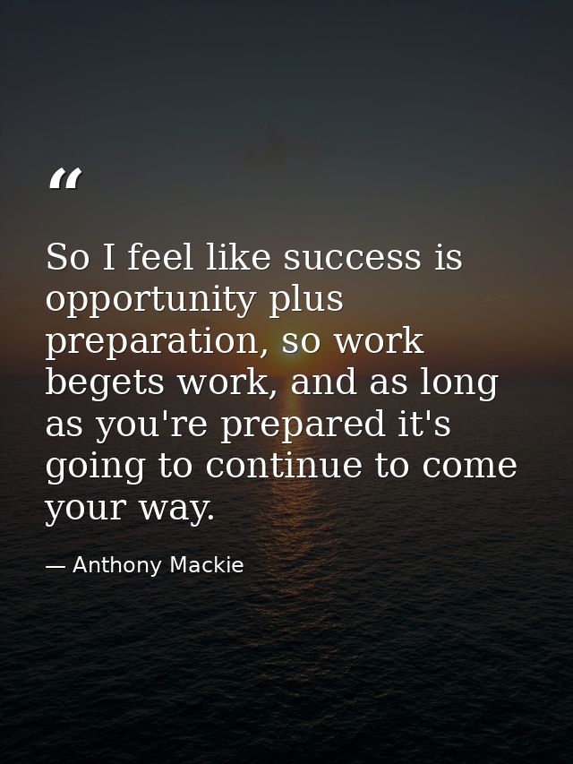 So I feel like success is opportunity plus preparation, so work begets work, and as long as you're prepared it's going t — Anthony Mackie