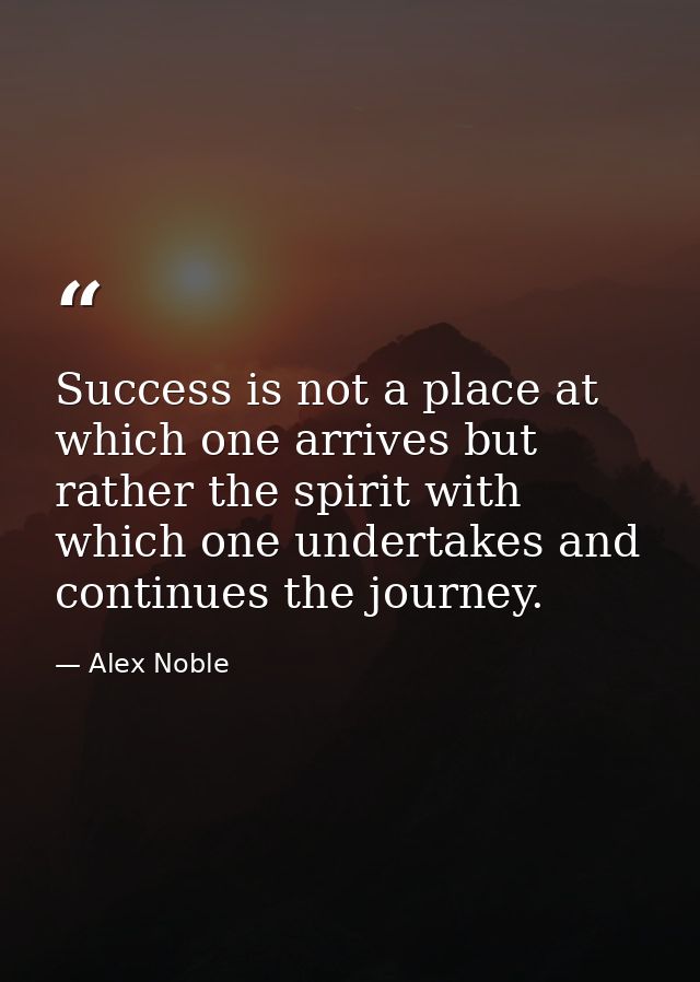 Success is not a place at which one arrives but rather the spirit with which one undertakes and continues the journey. — Alex Noble
