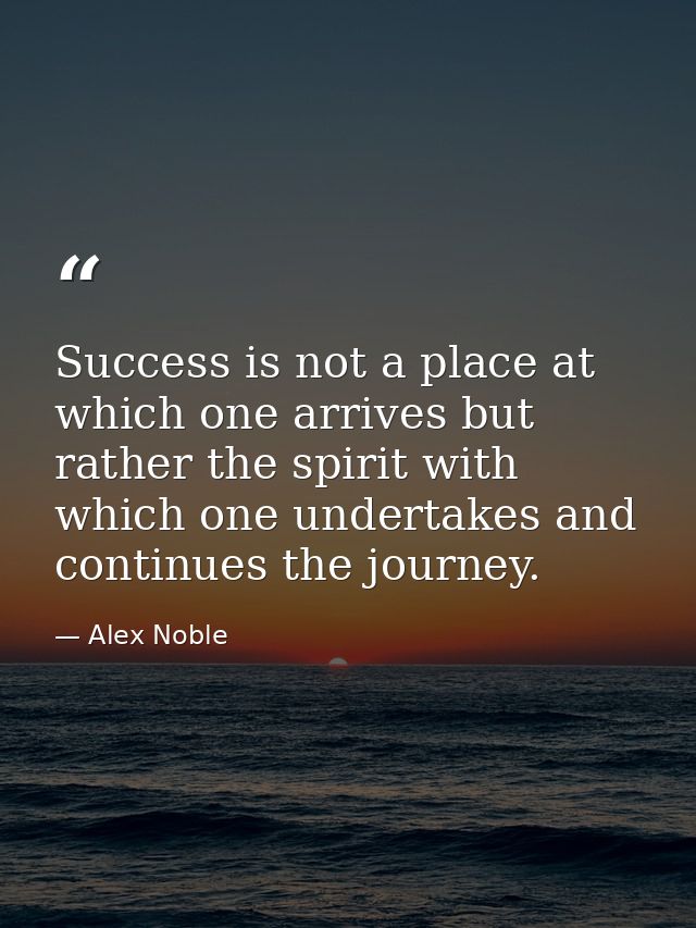 Success is not a place at which one arrives but rather the spirit with which one undertakes and continues the journey. — Alex Noble