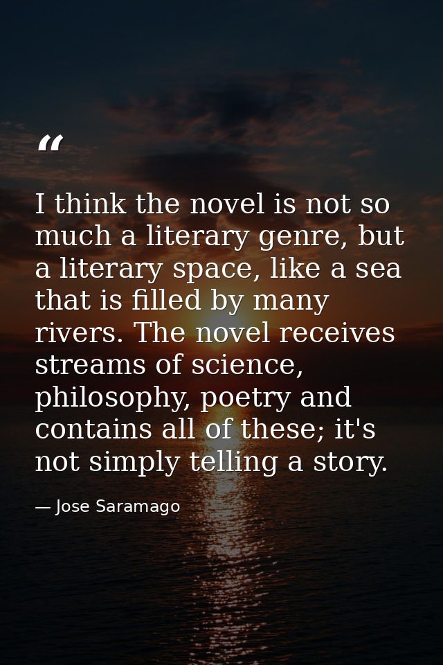 I think the novel is not so much a literary genre, but a literary space, like a sea that is filled by many rivers. The n — Jose Saramago