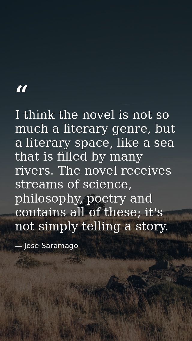 I think the novel is not so much a literary genre, but a literary space, like a sea that is filled by many rivers. The n — Jose Saramago