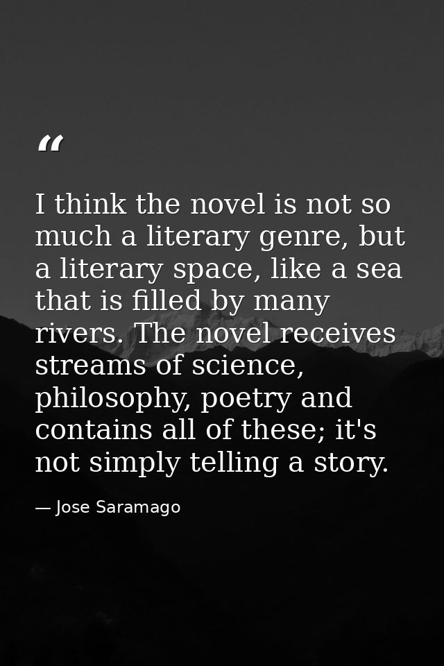 I think the novel is not so much a literary genre, but a literary space, like a sea that is filled by many rivers. The n — Jose Saramago