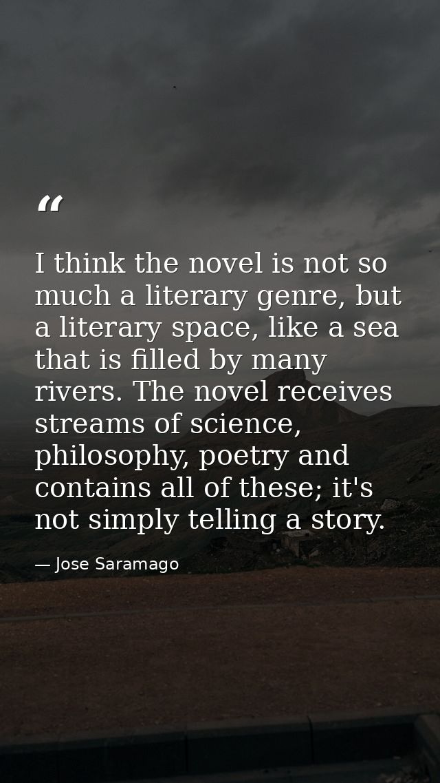 I think the novel is not so much a literary genre, but a literary space, like a sea that is filled by many rivers. The n — Jose Saramago