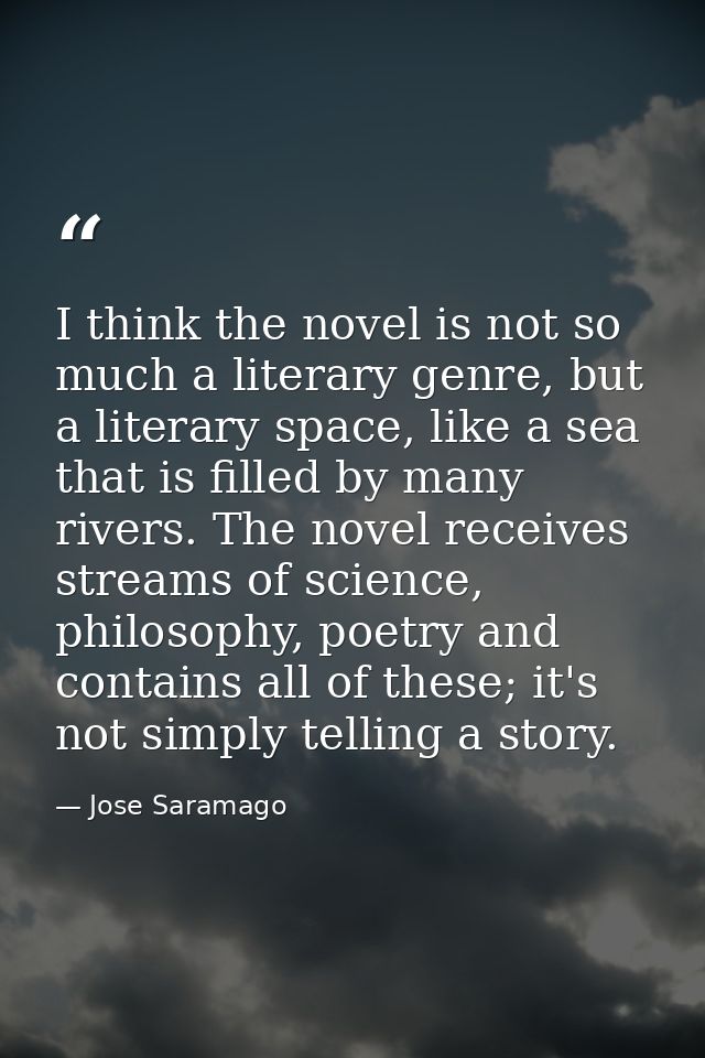 I think the novel is not so much a literary genre, but a literary space, like a sea that is filled by many rivers. The n — Jose Saramago