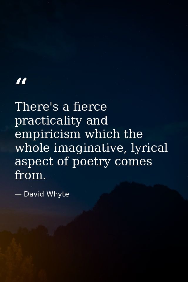 There's a fierce practicality and empiricism which the whole imaginative, lyrical aspect of poetry comes from. — David Whyte