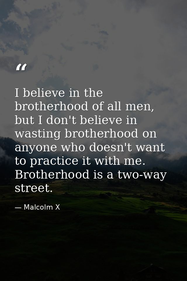 I believe in the brotherhood of all men, but I don't believe in wasting brotherhood on anyone who doesn't want to practi — Malcolm X