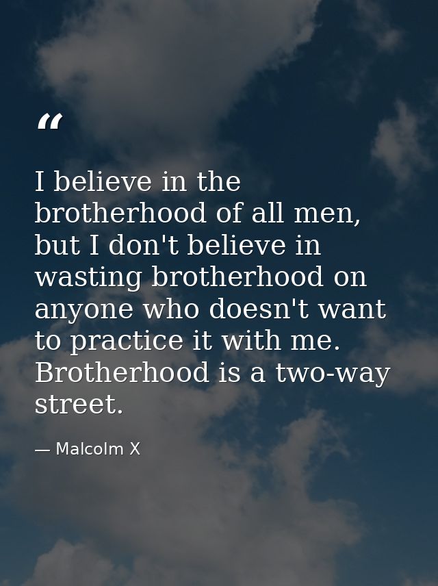 I believe in the brotherhood of all men, but I don't believe in wasting brotherhood on anyone who doesn't want to practi — Malcolm X