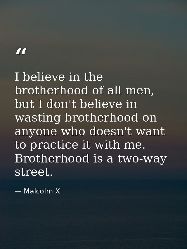 I believe in the brotherhood of all men, but I don't believe in wasting brotherhood on anyone who doesn't want to practi — Malcolm X