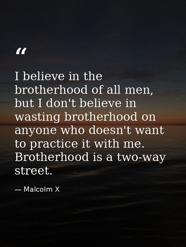 I believe in the brotherhood of all men, but I don't believe in wasting brotherhood on anyone who doesn't want to practi — Malcolm X