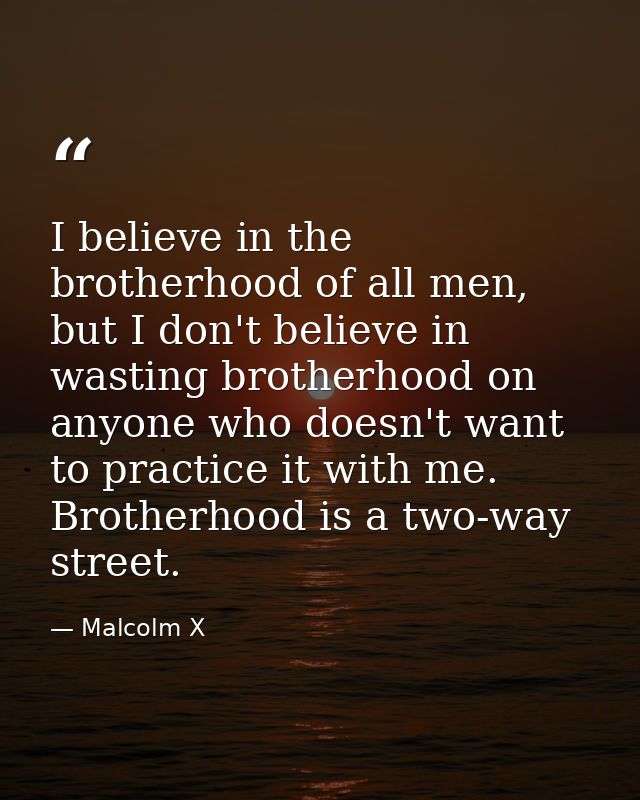 I believe in the brotherhood of all men, but I don't believe in wasting brotherhood on anyone who doesn't want to practi — Malcolm X