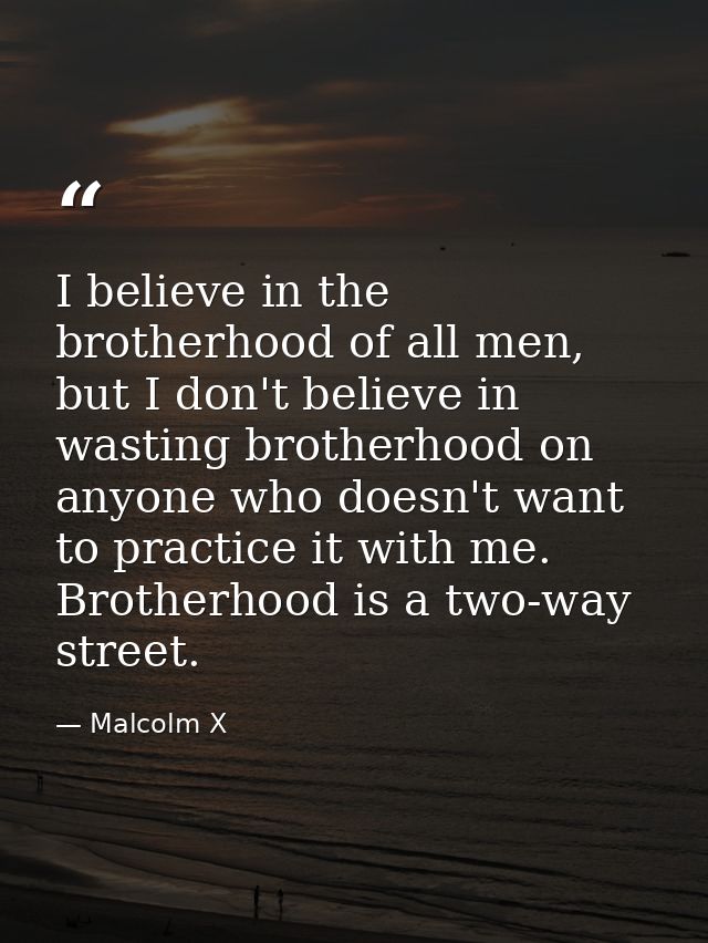 I believe in the brotherhood of all men, but I don't believe in wasting brotherhood on anyone who doesn't want to practi — Malcolm X