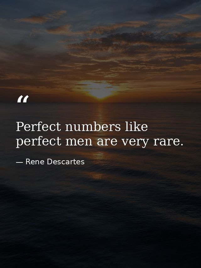 Perfect numbers like perfect men are very rare. — Rene Descartes