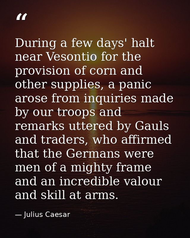 During a few days' halt near Vesontio for the provision of corn and other supplies, a panic arose from inquiries made by — Julius Caesar