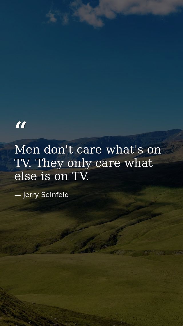 Men don't care what's on TV. They only care what else is on TV. — Jerry Seinfeld