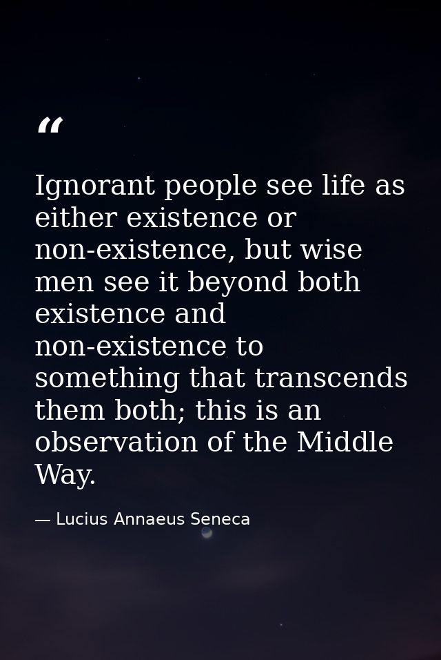 Ignorant people see life as either existence or non-existence, but wise men see it beyond both existence and non-existen — Lucius Annaeus Seneca