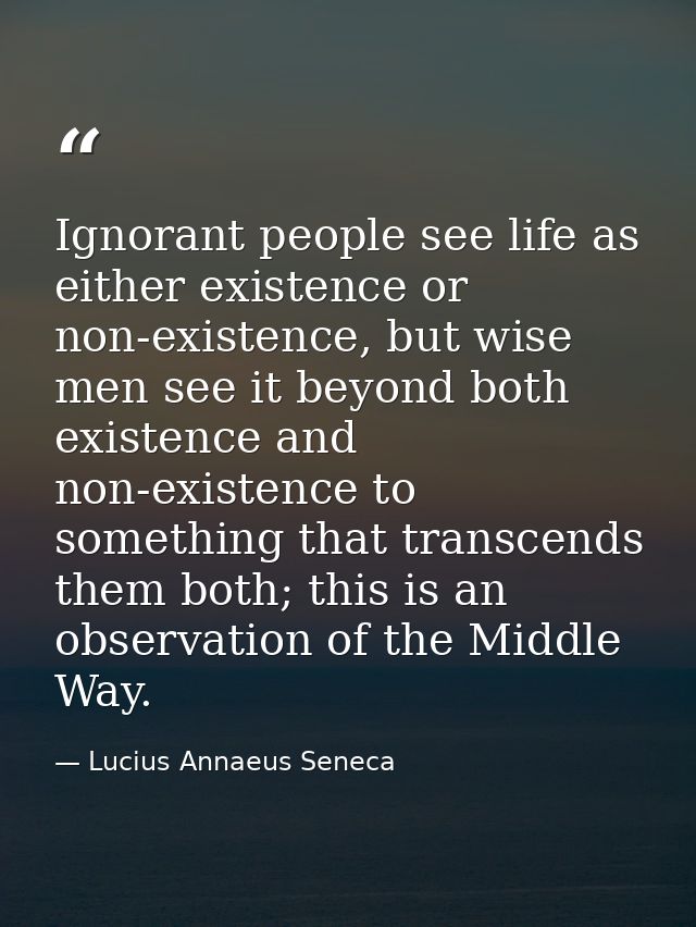 Ignorant people see life as either existence or non-existence, but wise men see it beyond both existence and non-existen — Lucius Annaeus Seneca