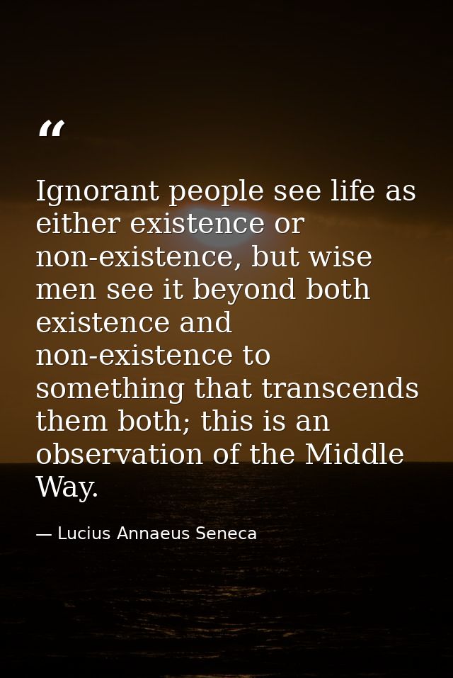 Ignorant people see life as either existence or non-existence, but wise men see it beyond both existence and non-existen — Lucius Annaeus Seneca