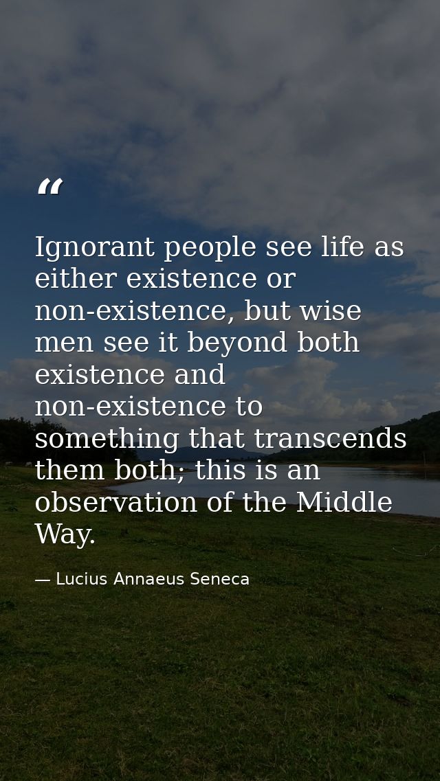 Ignorant people see life as either existence or non-existence, but wise men see it beyond both existence and non-existen — Lucius Annaeus Seneca