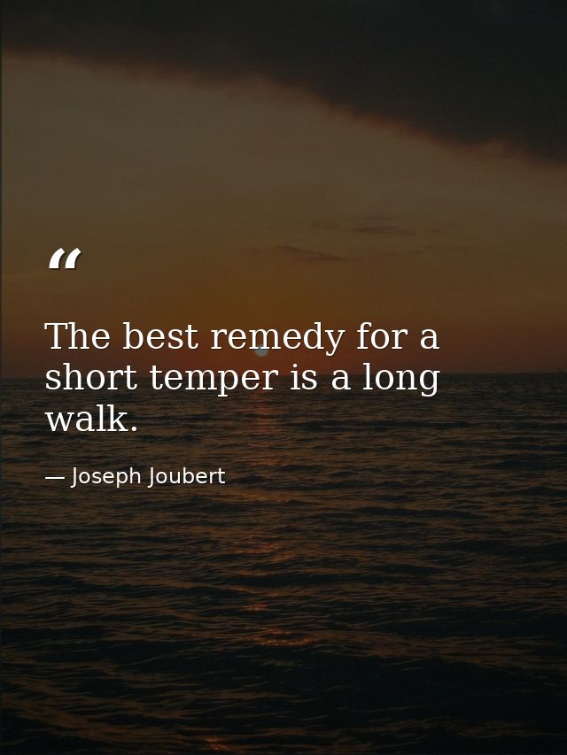 The best remedy for a short temper is a long walk. — Joseph Joubert