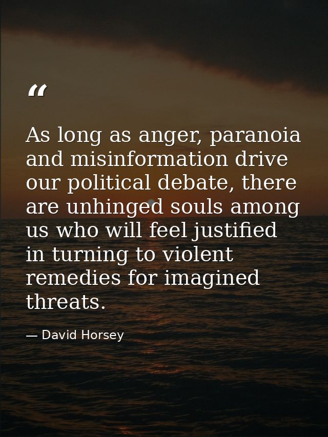 As long as anger, paranoia and misinformation drive our political debate, there are unhinged souls among us who will fee — David Horsey