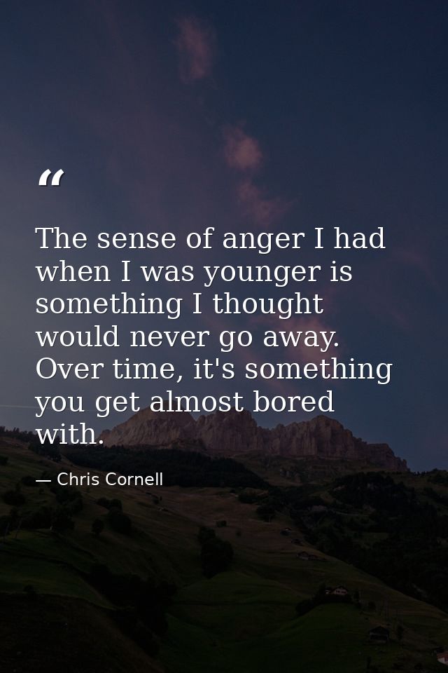 The sense of anger I had when I was younger is something I thought would never go away. Over time, it's something you ge — Chris Cornell