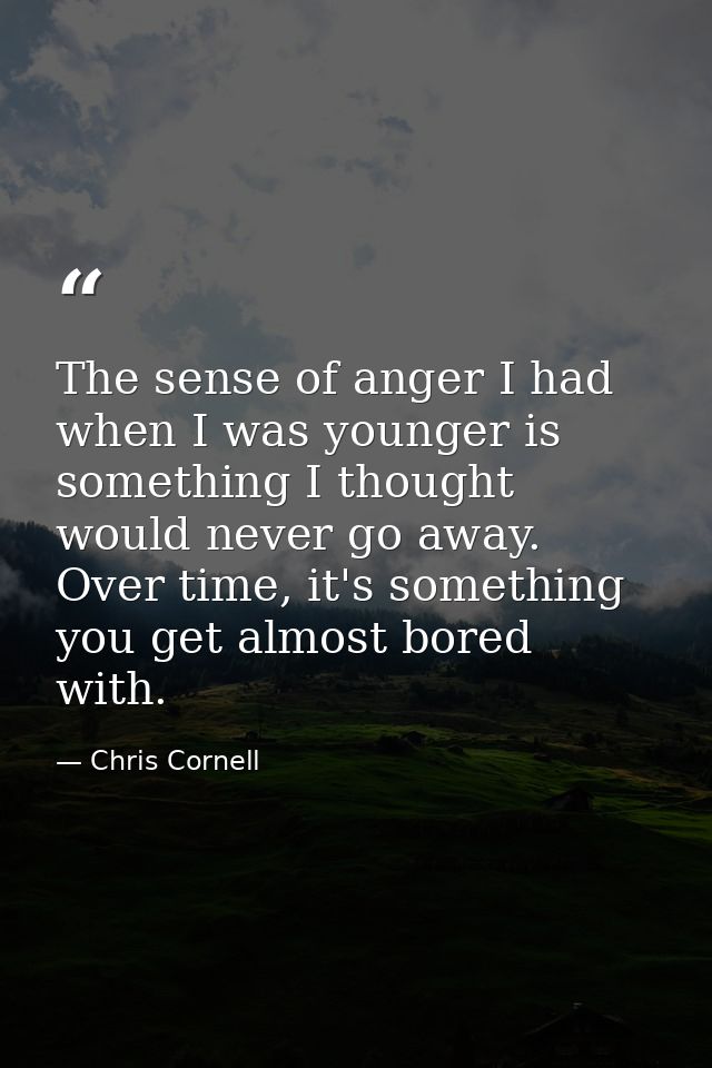 The sense of anger I had when I was younger is something I thought would never go away. Over time, it's something you ge — Chris Cornell