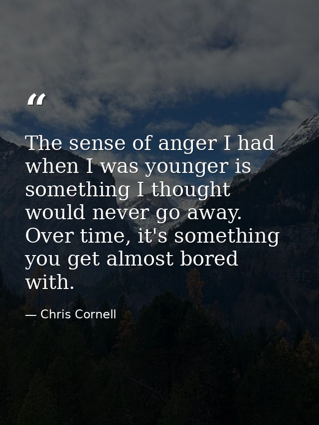 The sense of anger I had when I was younger is something I thought would never go away. Over time, it's something you ge — Chris Cornell