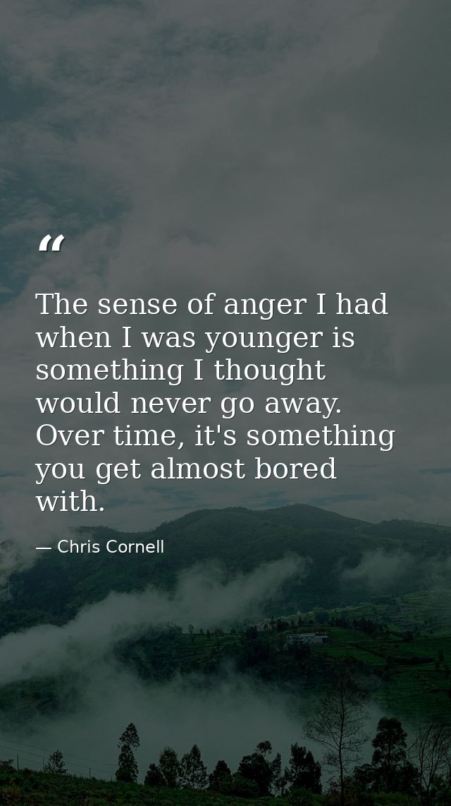 The sense of anger I had when I was younger is something I thought would never go away. Over time, it's something you ge — Chris Cornell