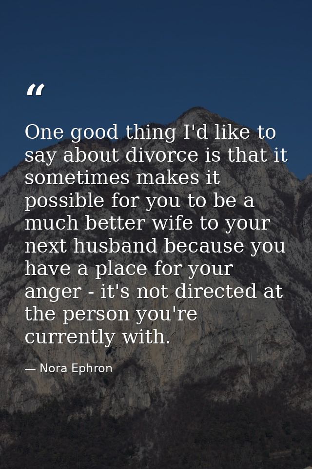 One good thing I'd like to say about divorce is that it sometimes makes it possible for you to be a much better wife to  — Nora Ephron