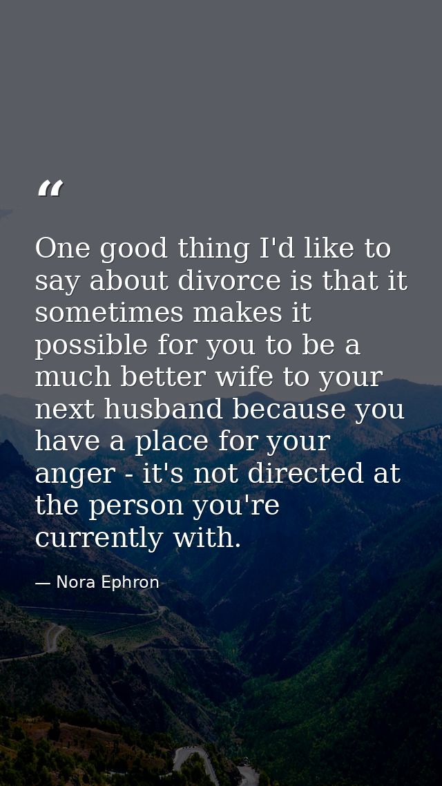 One good thing I'd like to say about divorce is that it sometimes makes it possible for you to be a much better wife to  — Nora Ephron