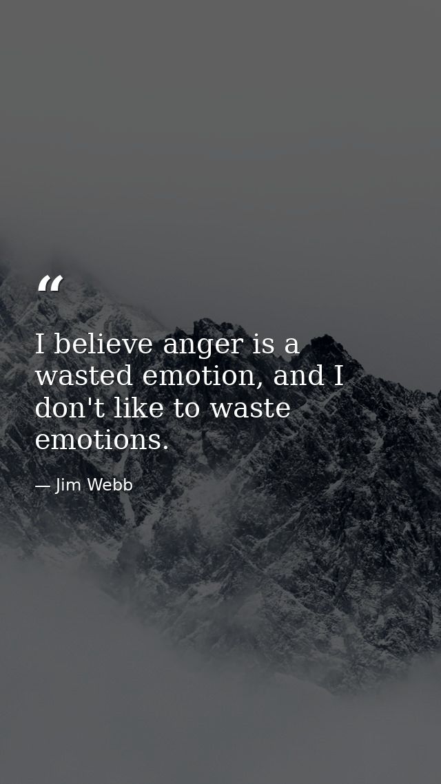 I believe anger is a wasted emotion, and I don't like to waste emotions. — Jim Webb