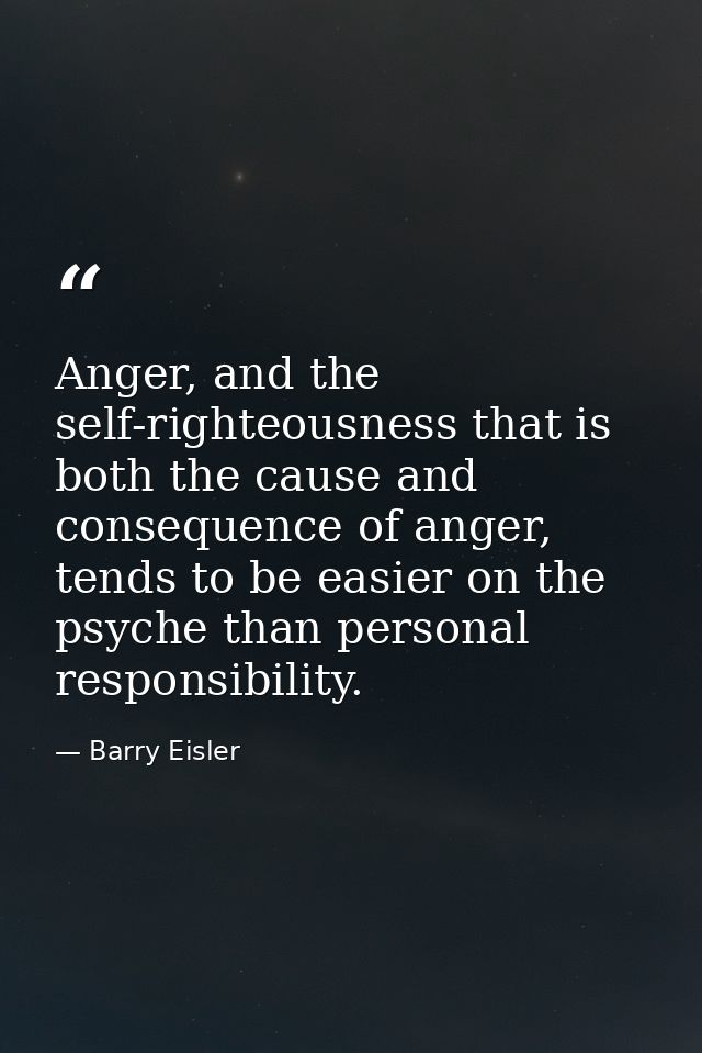 Anger, and the self-righteousness that is both the cause and consequence of anger, tends to be easier on the psyche than — Barry Eisler